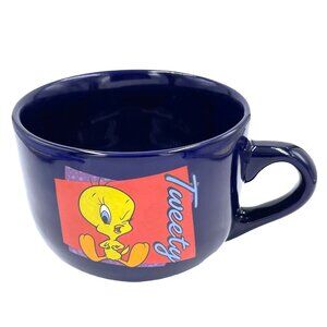 Nostalgic Vintage Tweety Bird Looney Tunes Mug  Soup Bowl 1998 Cobalt Blue 3.25"